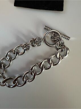 Chunky Silver Chain Toggle Bracelet